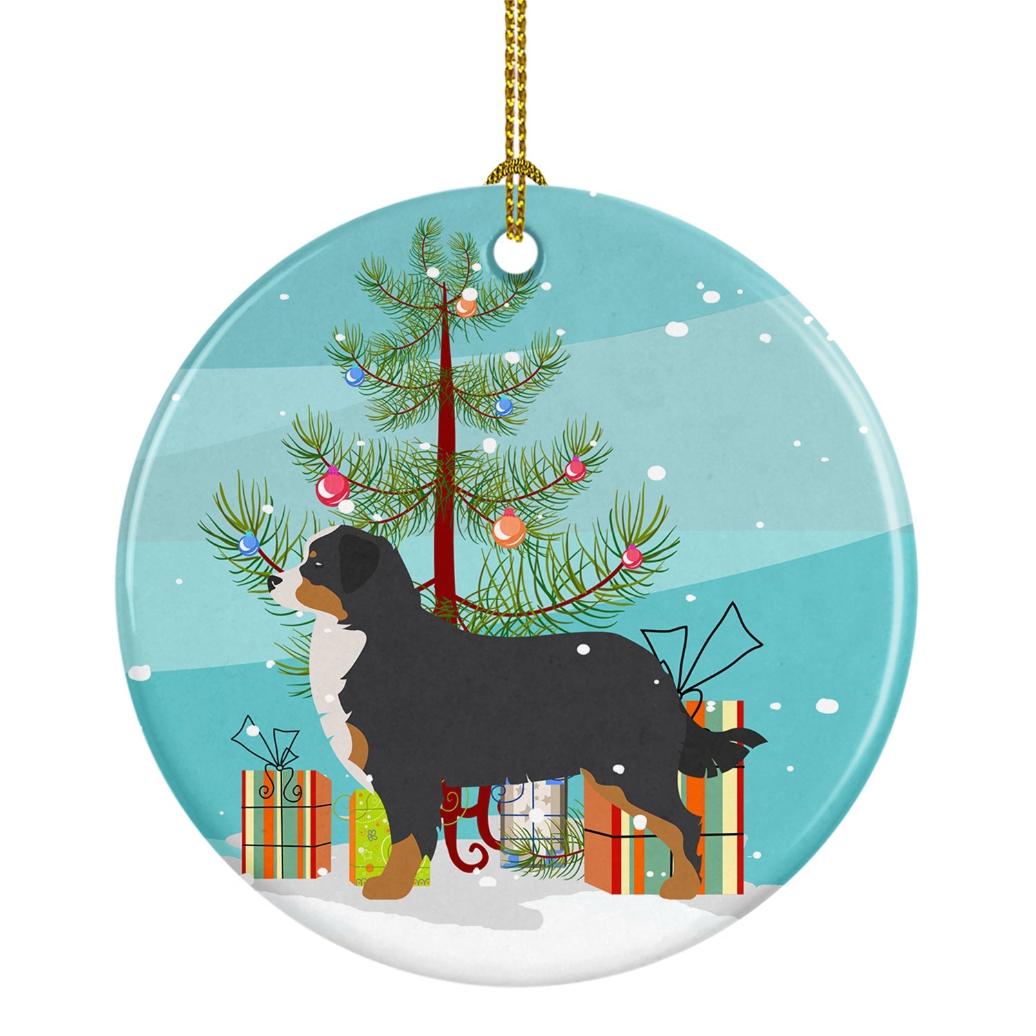Bernese Mountain Dog Merry Christmas Tree Ceramic Ornament Christmas Tree Hanging Decorations for Home Christmas Holiday, Party, Gift, 3 in, Multicolor