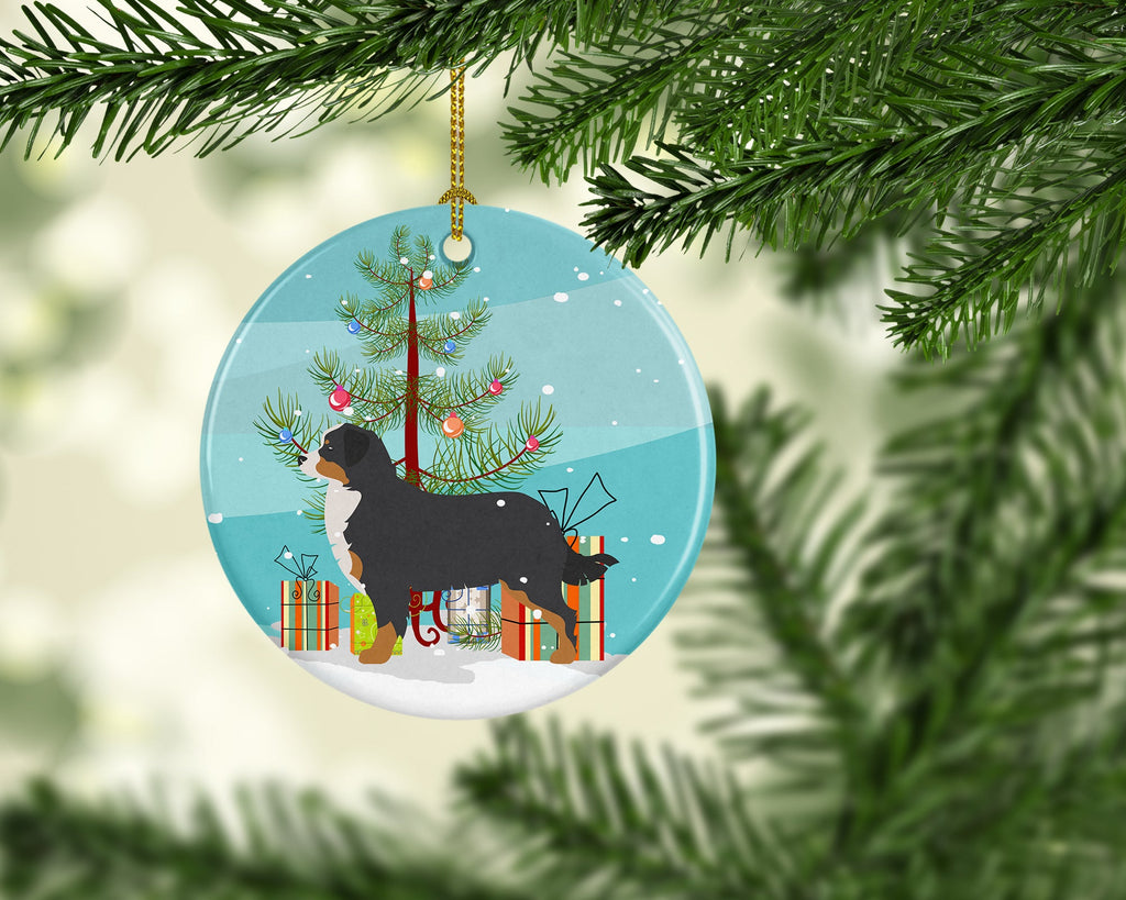 Bernese Mountain Dog Merry Christmas Tree Ceramic Ornament Christmas Tree Hanging Decorations for Home Christmas Holiday, Party, Gift, 3 in, Multicolor