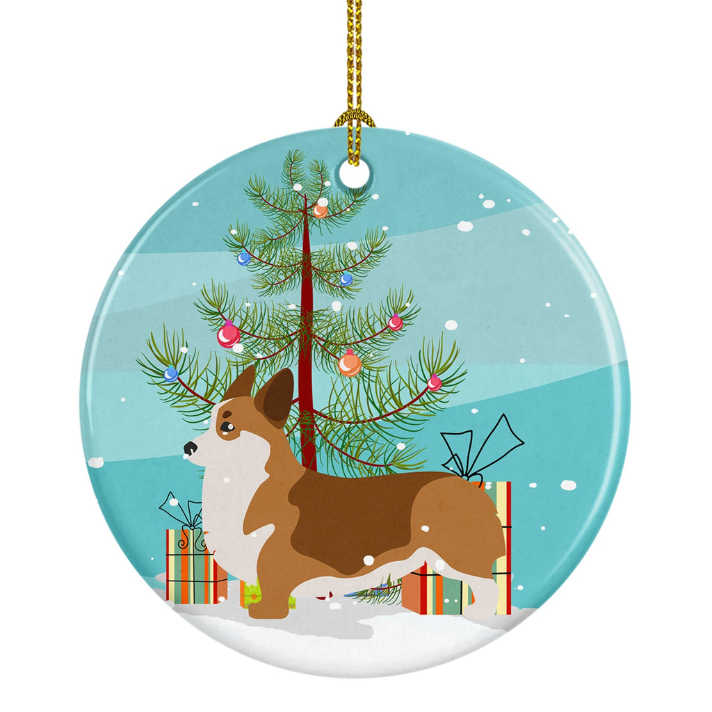 Corgi Merry Christmas Tree Ceramic Ornament Christmas Tree Hanging Decorations for Home Christmas Holiday, Party, Gift, 3 in, Multicolor