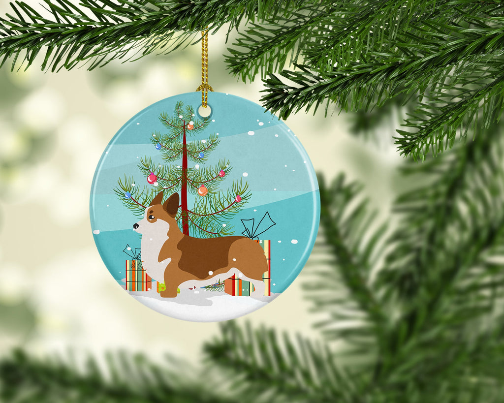 Corgi Merry Christmas Tree Ceramic Ornament Christmas Tree Hanging Decorations for Home Christmas Holiday, Party, Gift, 3 in, Multicolor