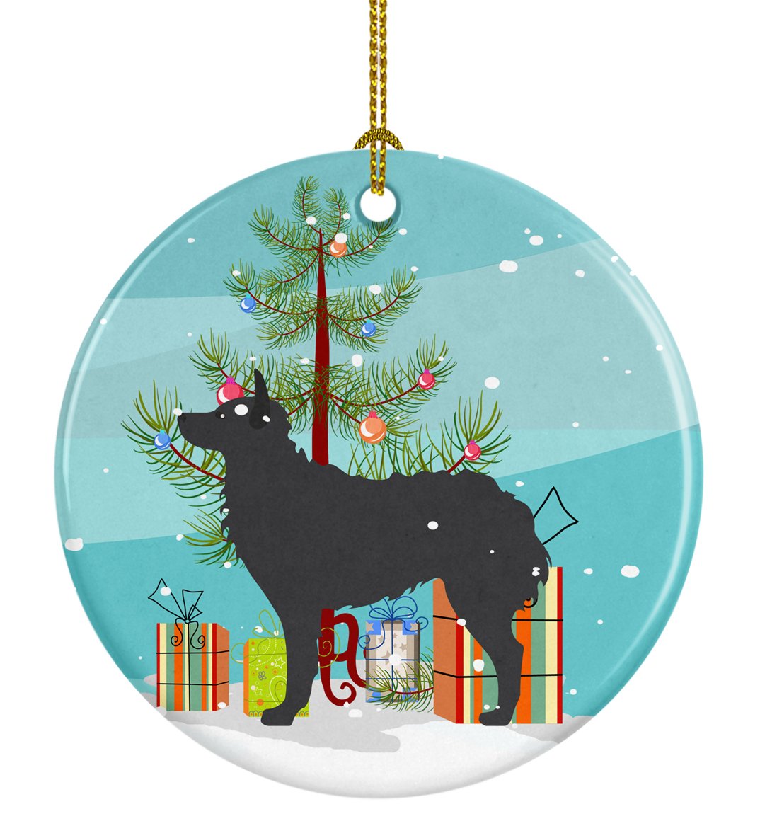Croatian Sheepdog Merry Christmas Tree Ceramic Ornament Christmas Tree Hanging Decorations for Home Christmas Holiday, Party, Gift, 3 in, Multicolor