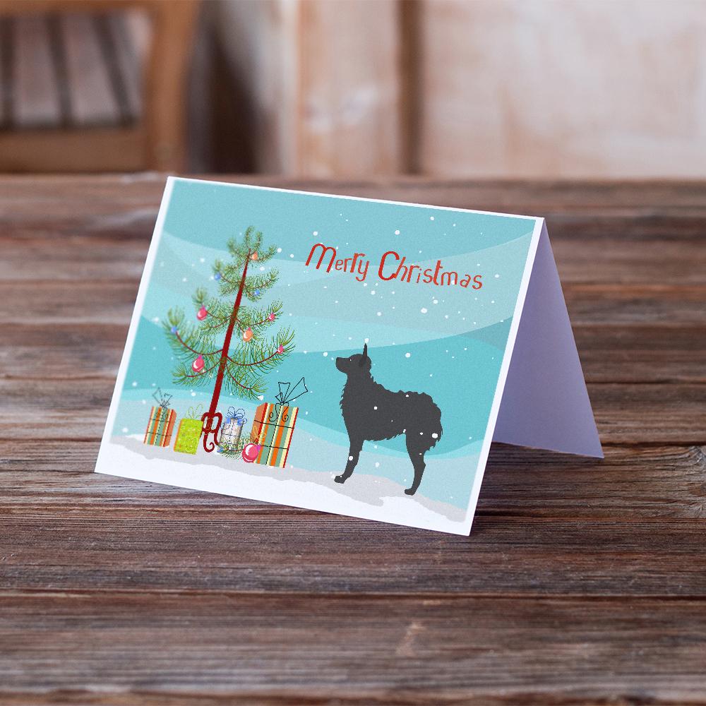 Croatian Sheepdog Merry Christmas Tree Greeting Cards Pack of 8 Blank Cards with Envelopes Whimsical A7 Size 5x7