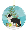 Black Border Collie Merry Christmas Tree Ceramic Ornament Christmas Tree Hanging Decorations for Home Christmas Holiday, Party, Gift, 3 in, Multicolor