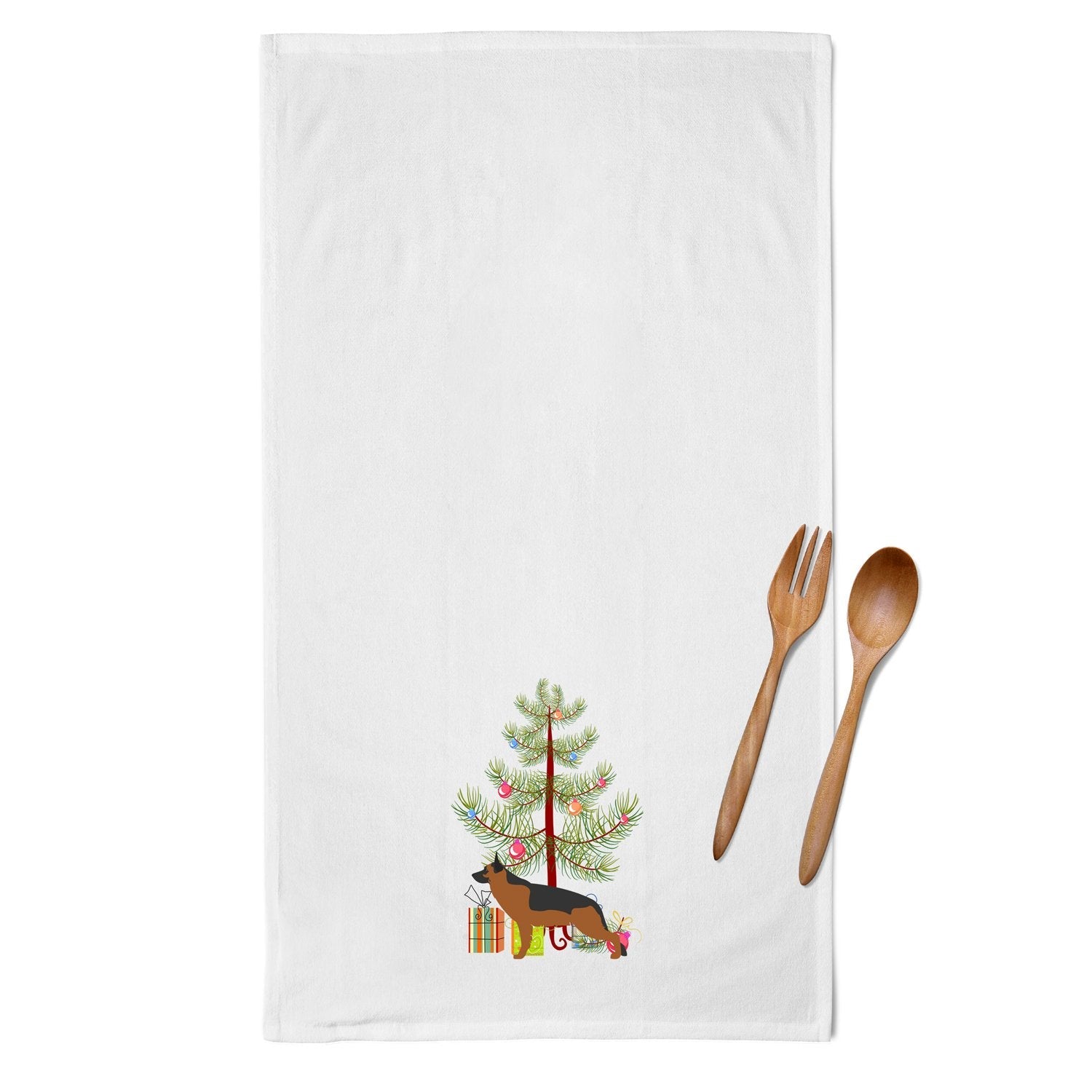 German Shepherd Merry Christmas Tree Kitchen Towel Set of 2 White Dish Towels Decorative Bathroom Hand towel for Hand, Face, Hair, Yoga, Tea, Dishcloth, 19 X 28", White