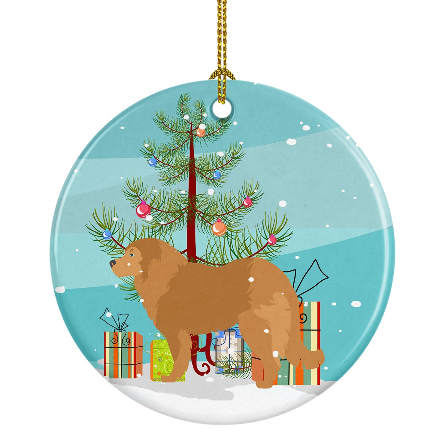 Caucasian Shepherd Dog Merry Christmas Tree Ceramic Ornament Christmas Tree Hanging Decorations for Home Christmas Holiday, Party, Gift, 3 in, Multicolor