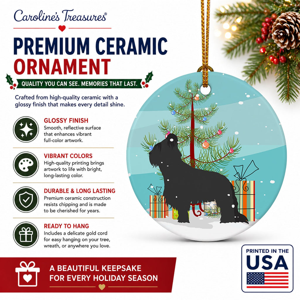 Briard Merry Christmas Tree Ceramic Ornament Christmas Tree Hanging Decorations for Home Christmas Holiday, Party, Gift, 3 in, Multicolor