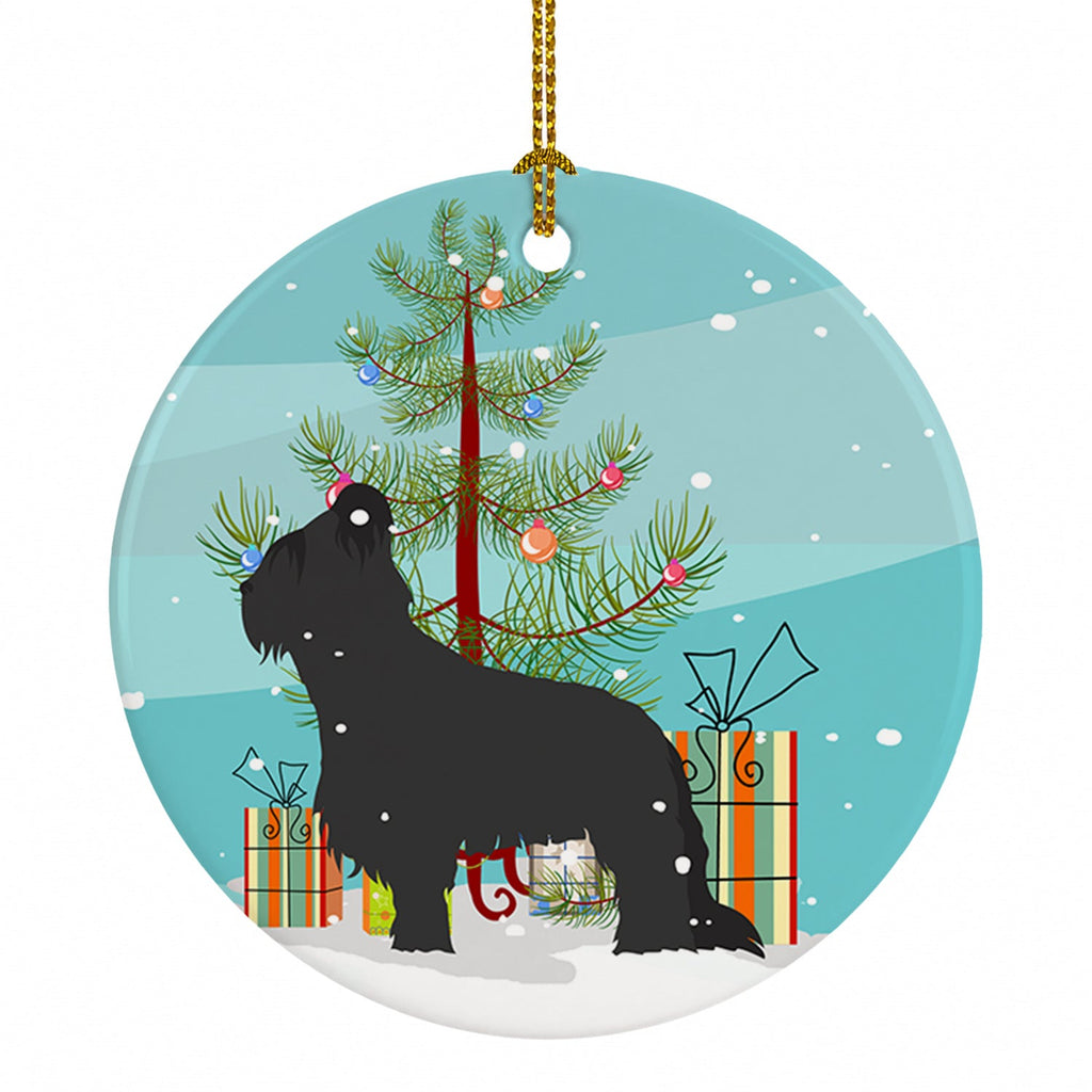Briard Merry Christmas Tree Ceramic Ornament Christmas Tree Hanging Decorations for Home Christmas Holiday, Party, Gift, 3 in, Multicolor