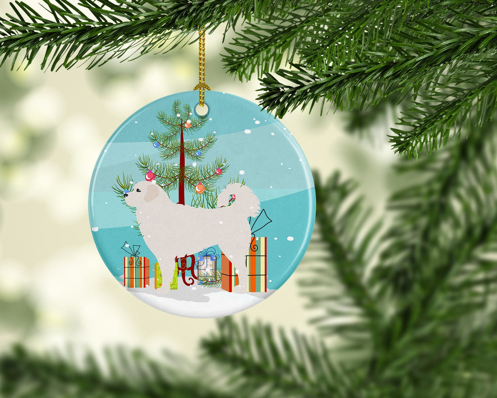 Polish Tatra Sheepdog Merry Christmas Tree Ceramic Ornament Christmas Tree Hanging Decorations for Home Christmas Holiday, Party, Gift, 3 in, Multicolor