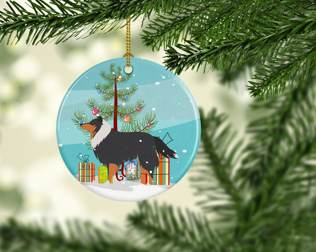 Sheltie/Shetland Sheepdog Merry Christmas Tree Ceramic Ornament Christmas Tree Hanging Decorations for Home Christmas Holiday, Party, Gift, 3 in, Multicolor