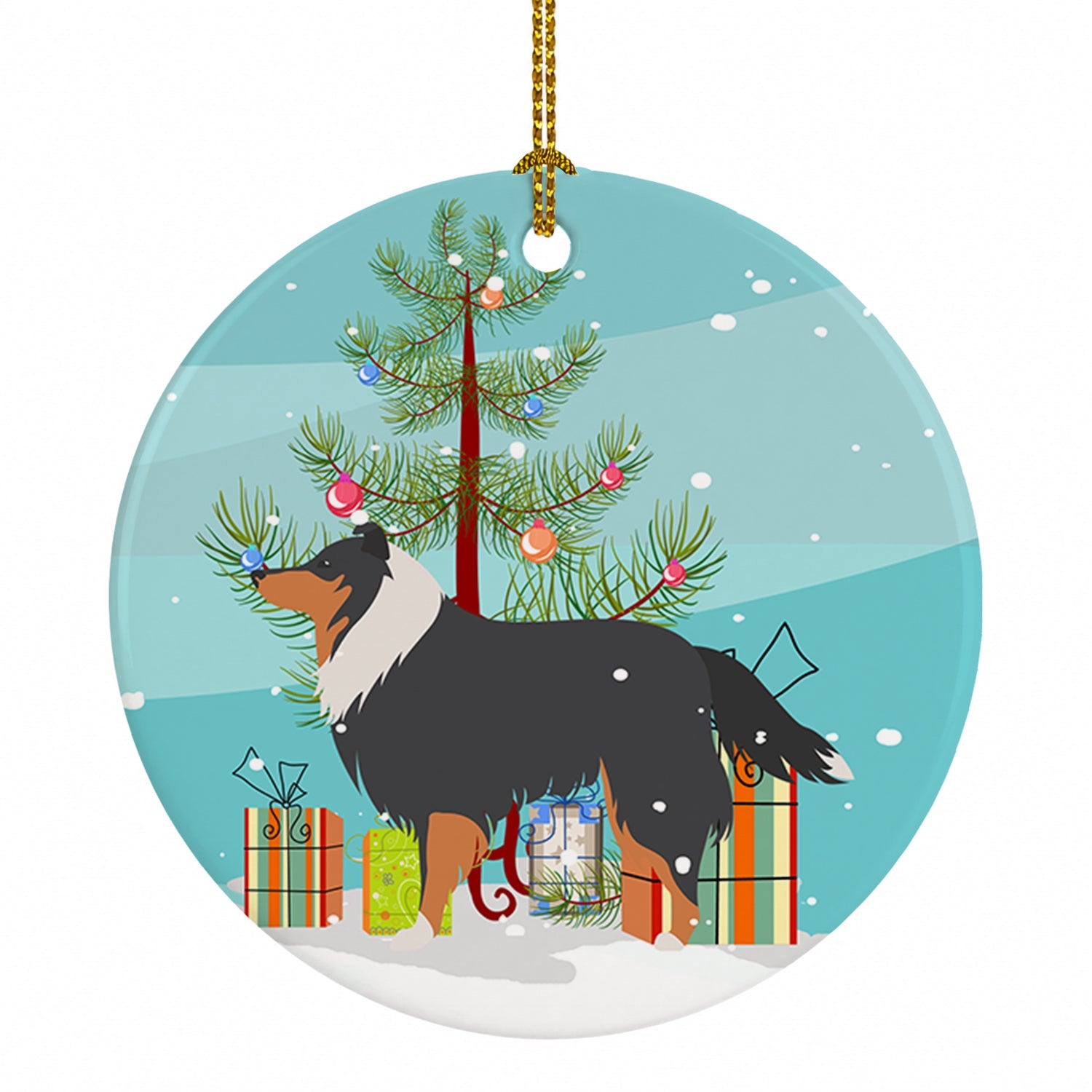 Sheltie/Shetland Sheepdog Merry Christmas Tree Ceramic Ornament Christmas Tree Hanging Decorations for Home Christmas Holiday, Party, Gift, 3 in, Multicolor