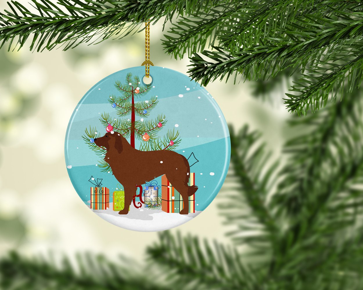 Portuguese Sheepdog Dog Merry Christmas Tree Ceramic Ornament Christmas Tree Hanging Decorations for Home Christmas Holiday, Party, Gift, 3 in, Multicolor