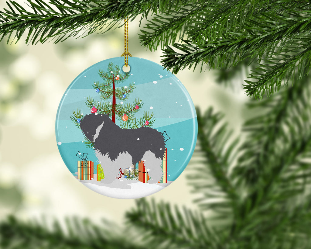 Polish Lowland Sheepdog Dog Merry Christmas Tree Ceramic Ornament Christmas Tree Hanging Decorations for Home Christmas Holiday, Party, Gift, 3 in, Multicolor