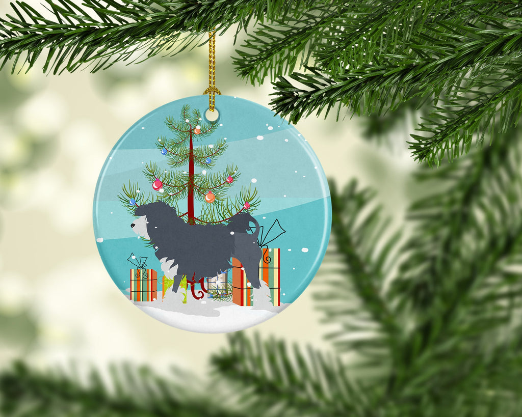 Lowchen Merry Christmas Tree Ceramic Ornament Christmas Tree Hanging Decorations for Home Christmas Holiday, Party, Gift, 3 in, Multicolor