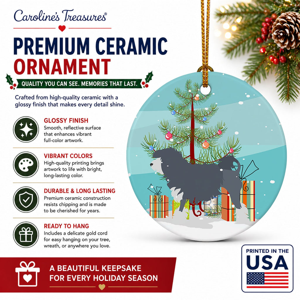 Lowchen Merry Christmas Tree Ceramic Ornament Christmas Tree Hanging Decorations for Home Christmas Holiday, Party, Gift, 3 in, Multicolor