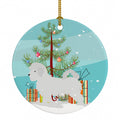 Maltese Merry Christmas Tree Ceramic Ornament Christmas Tree Hanging Decorations for Home Christmas Holiday, Party, Gift, 3 in, Multicolor