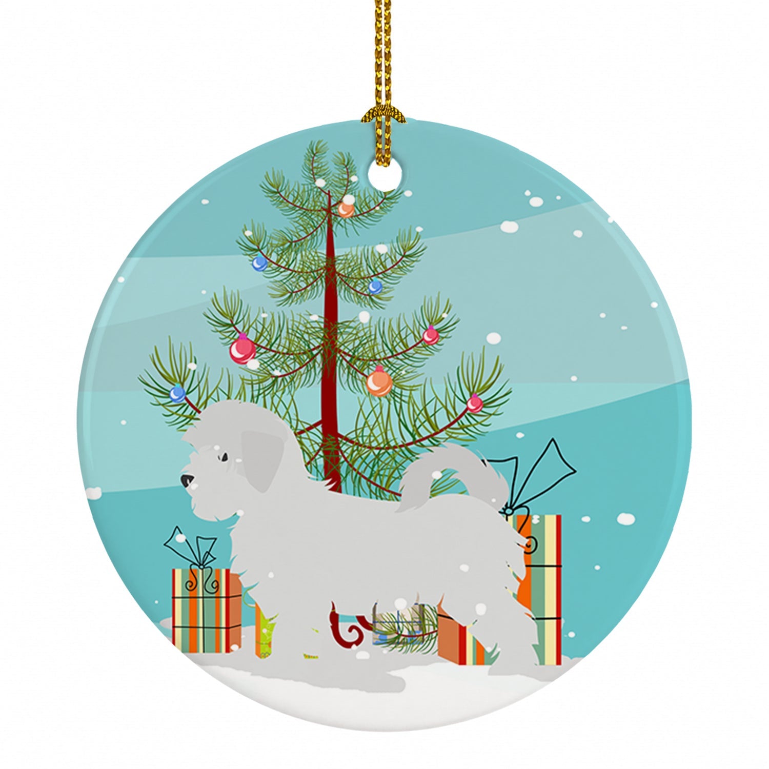 Maltese Merry Christmas Tree Ceramic Ornament Christmas Tree Hanging Decorations for Home Christmas Holiday, Party, Gift, 3 in, Multicolor