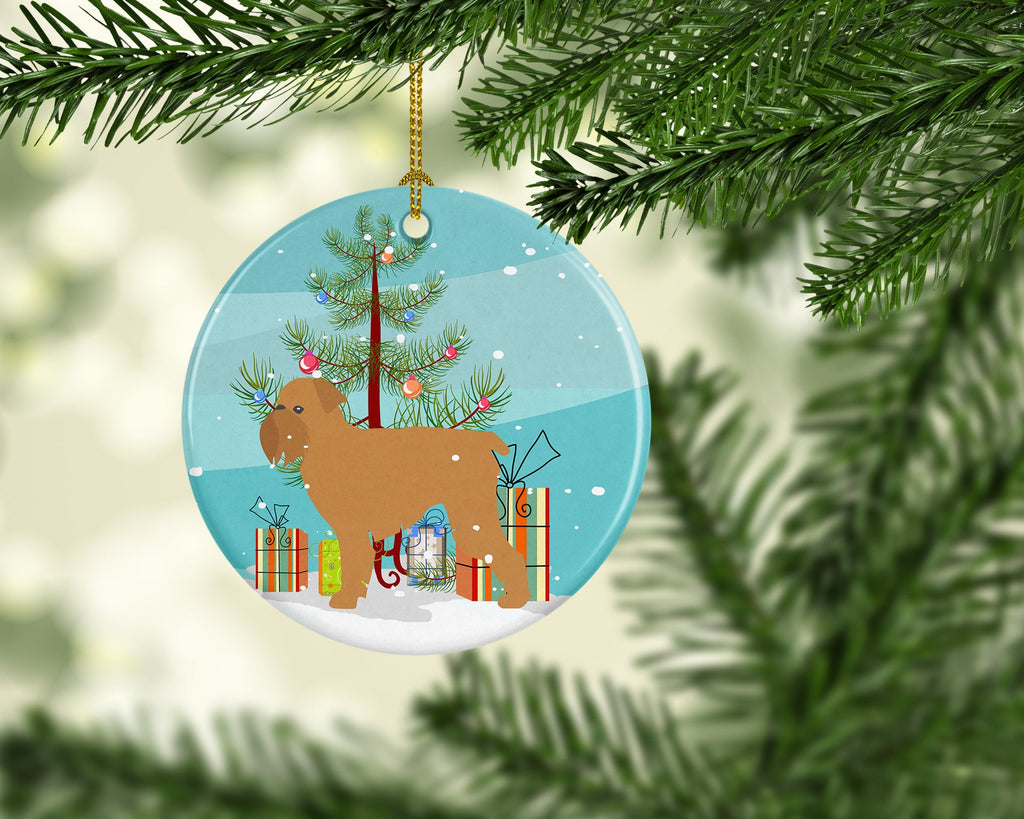 Brussels Griffon Merry Christmas Tree Ceramic Ornament Christmas Tree Hanging Decorations for Home Christmas Holiday, Party, Gift, 3 in, Multicolor