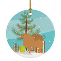 Pomeranian Merry Christmas Tree Ceramic Ornament Christmas Tree Hanging Decorations for Home Christmas Holiday, Party, Gift, 3 in, Multicolor