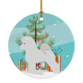 Bichon Frise Merry Christmas Tree Ceramic Ornament Christmas Tree Hanging Decorations for Home Christmas Holiday, Party, Gift, 3 in, Multicolor