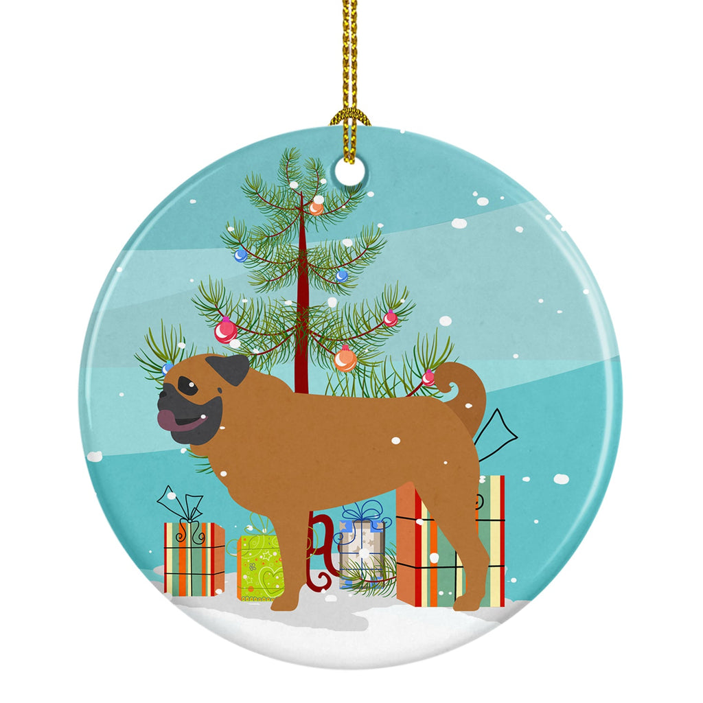 Pug Merry Christmas Tree Ceramic Ornament Christmas Tree Hanging Decorations for Home Christmas Holiday, Party, Gift, 3 in, Multicolor