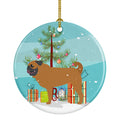 Pug Merry Christmas Tree Ceramic Ornament Christmas Tree Hanging Decorations for Home Christmas Holiday, Party, Gift, 3 in, Multicolor
