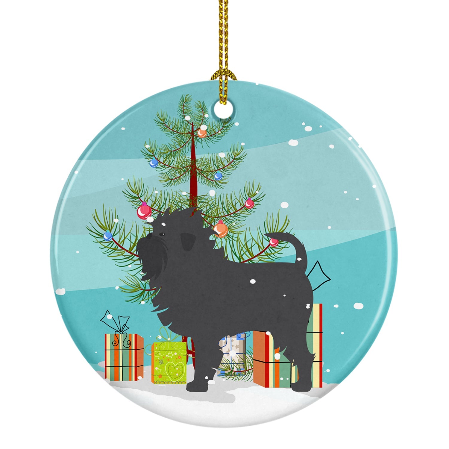 Affenpinscher Merry Christmas Tree Ceramic Ornament Christmas Tree Hanging Decorations for Home Christmas Holiday, Party, Gift, 3 in, Multicolor