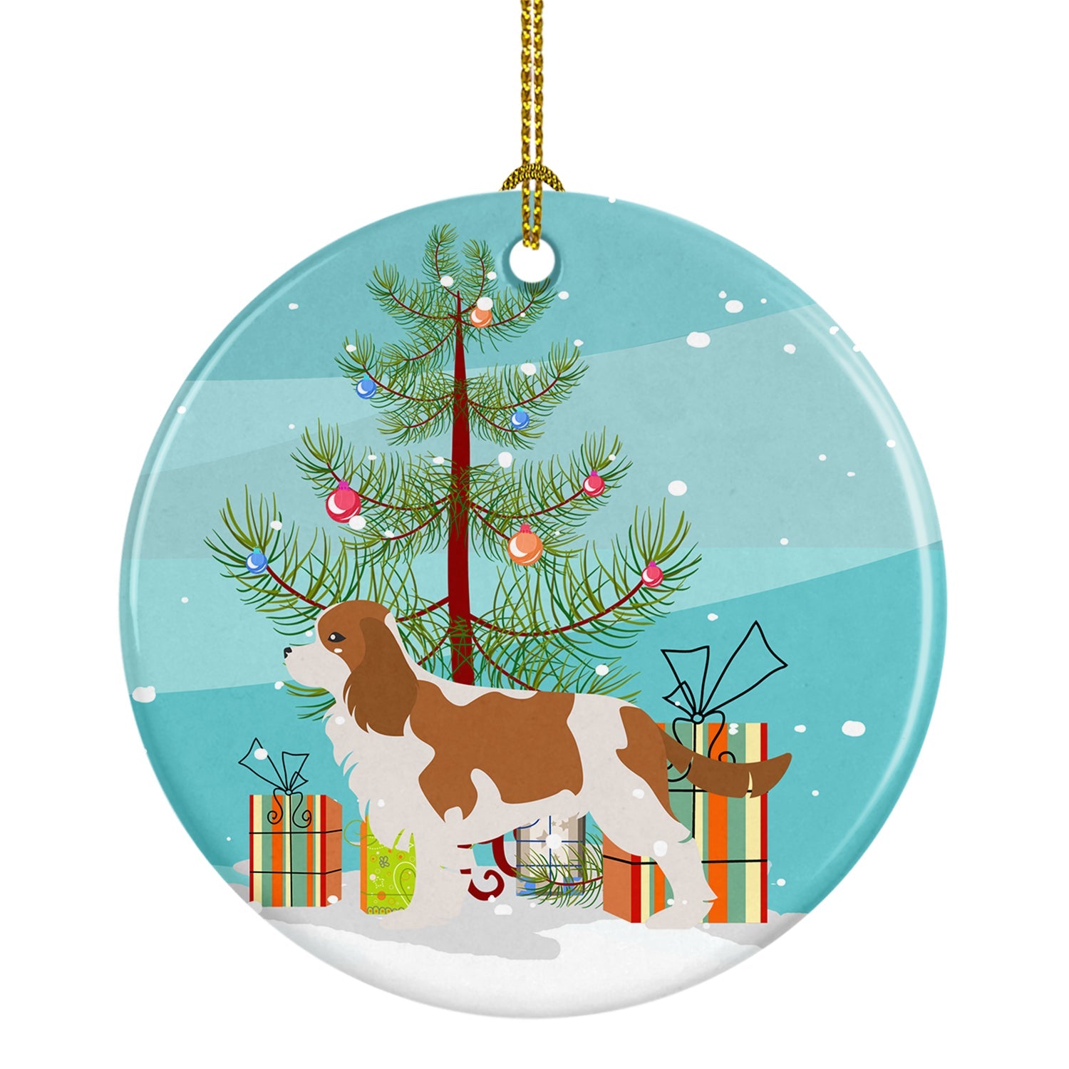 Cavalier King Charles Spaniel Merry Christmas Tree Ceramic Ornament Christmas Tree Hanging Decorations for Home Christmas Holiday, Party, Gift, 3 in, Multicolor
