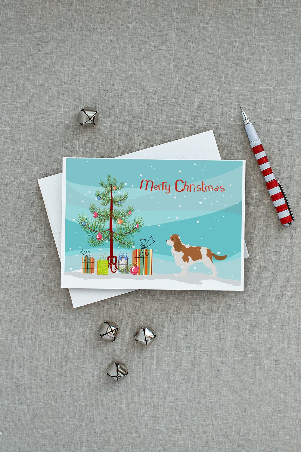 Cavalier King Charles Spaniel Merry Christmas Tree Greeting Cards Pack of 8 Blank Cards with Envelopes Whimsical A7 Size 5x7