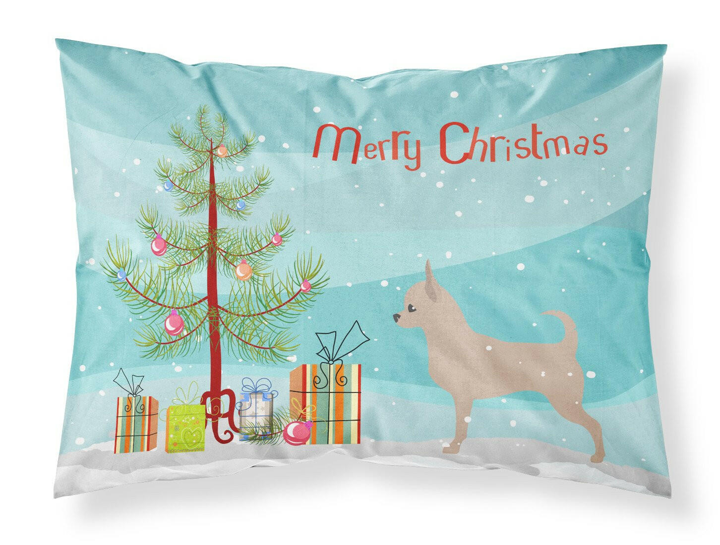 Chihuahua Merry Christmas Tree Standard Pillowcase Lightweight Super Soft Easy Care Decorative Artwork Pillowcase, Standard