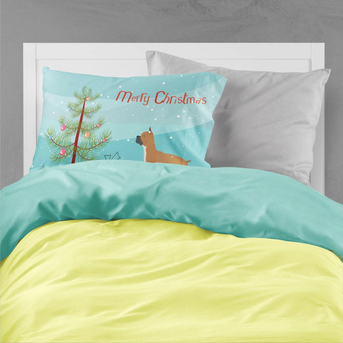 Boxer Merry Christmas Tree Standard Pillowcase Lightweight Super Soft Easy Care Decorative Artwork Pillowcase, Standard