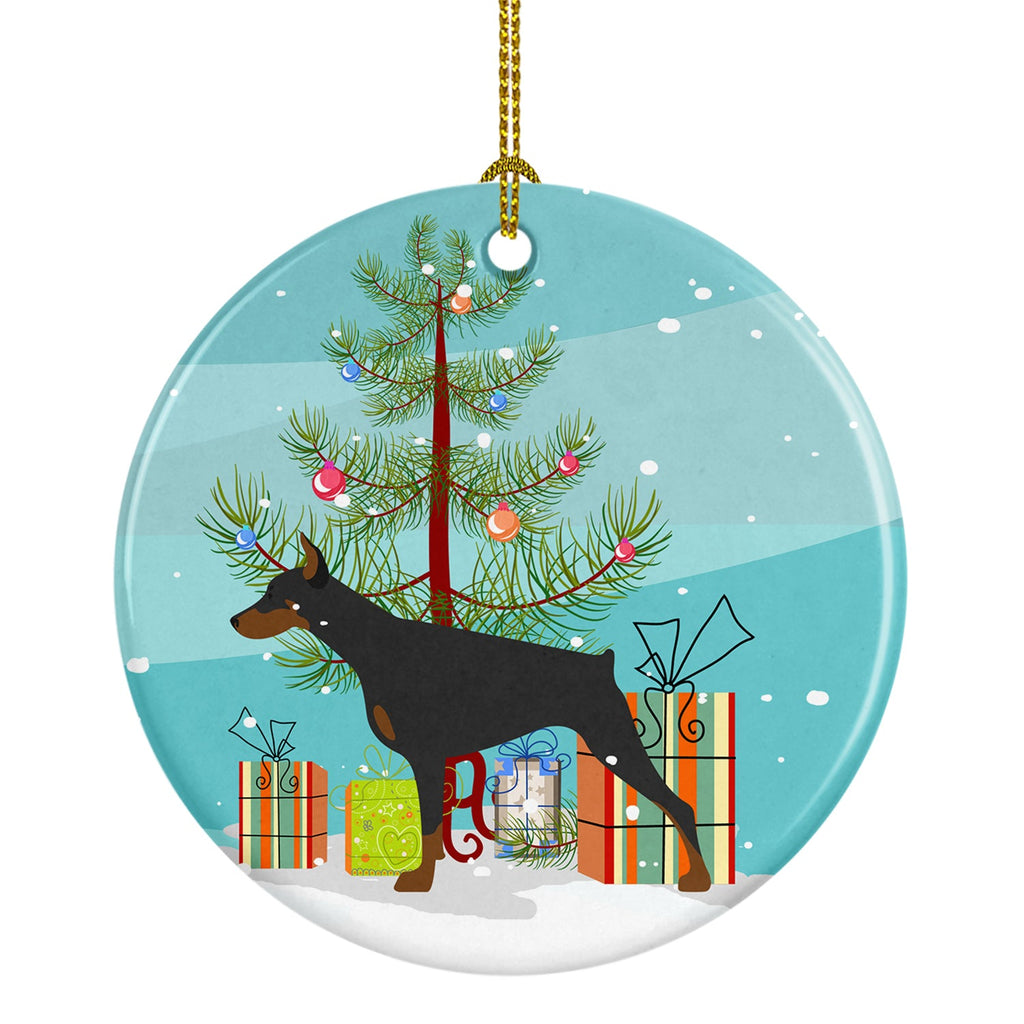 Doberman Pinscher Merry Christmas Tree Ceramic Ornament Christmas Tree Hanging Decorations for Home Christmas Holiday, Party, Gift, 3 in, Multicolor