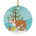 English Bulldog Merry Christmas Tree Ceramic Ornament Christmas Tree Hanging Decorations for Home Christmas Holiday, Party, Gift, 3 in, Multicolor