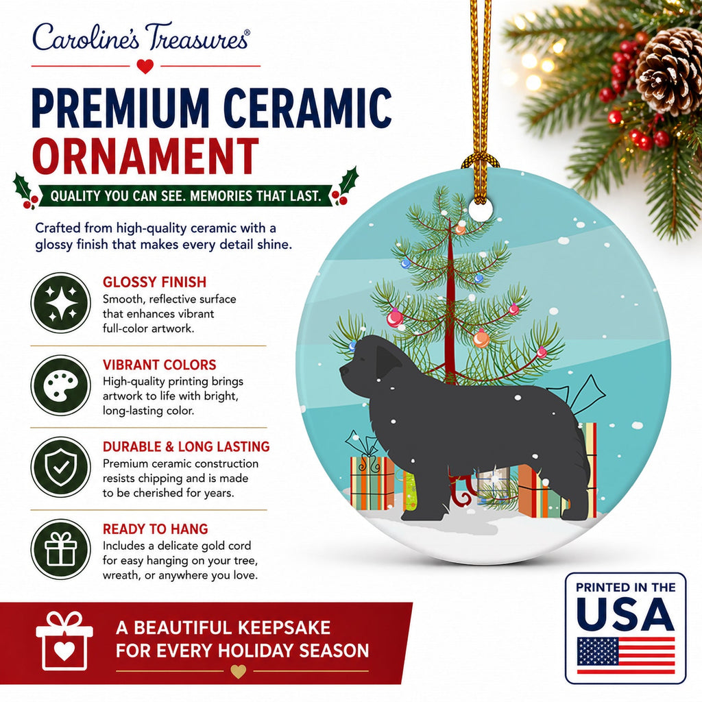 Newfoundland Merry Christmas Tree Ceramic Ornament Christmas Tree Hanging Decorations for Home Christmas Holiday, Party, Gift, 3 in, Multicolor