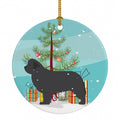 Newfoundland Merry Christmas Tree Ceramic Ornament Christmas Tree Hanging Decorations for Home Christmas Holiday, Party, Gift, 3 in, Multicolor