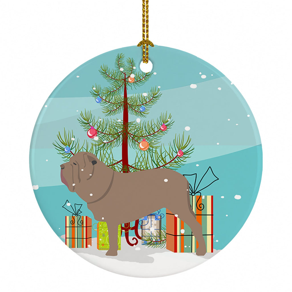 Neapolitan Mastiff Merry Christmas Tree Ceramic Ornament Christmas Tree Hanging Decorations for Home Christmas Holiday, Party, Gift, 3 in, Multicolor