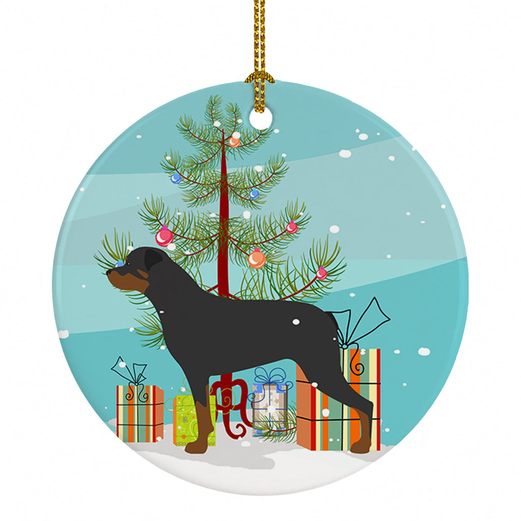 Rottweiler Merry Christmas Tree Ceramic Ornament Christmas Tree Hanging Decorations for Home Christmas Holiday, Party, Gift, 3 in, Multicolor