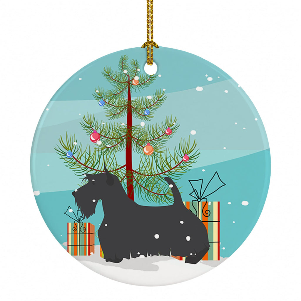Scottish Terrier Merry Christmas Tree Ceramic Ornament Christmas Tree Hanging Decorations for Home Christmas Holiday, Party, Gift, 3 in, Multicolor