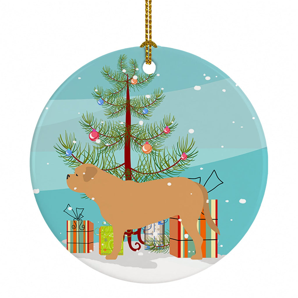 Dogue de Bordeaux Merry Christmas Tree Ceramic Ornament Christmas Tree Hanging Decorations for Home Christmas Holiday, Party, Gift, 3 in, Multicolor