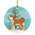 Akita Merry Christmas Tree Ceramic Ornament Christmas Tree Hanging Decorations for Home Christmas Holiday, Party, Gift, 3 in, Multicolor