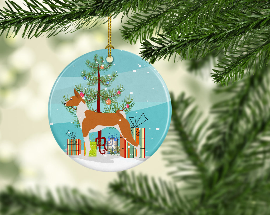 Basenji Merry Christmas Tree Ceramic Ornament Christmas Tree Hanging Decorations for Home Christmas Holiday, Party, Gift, 3 in, Multicolor