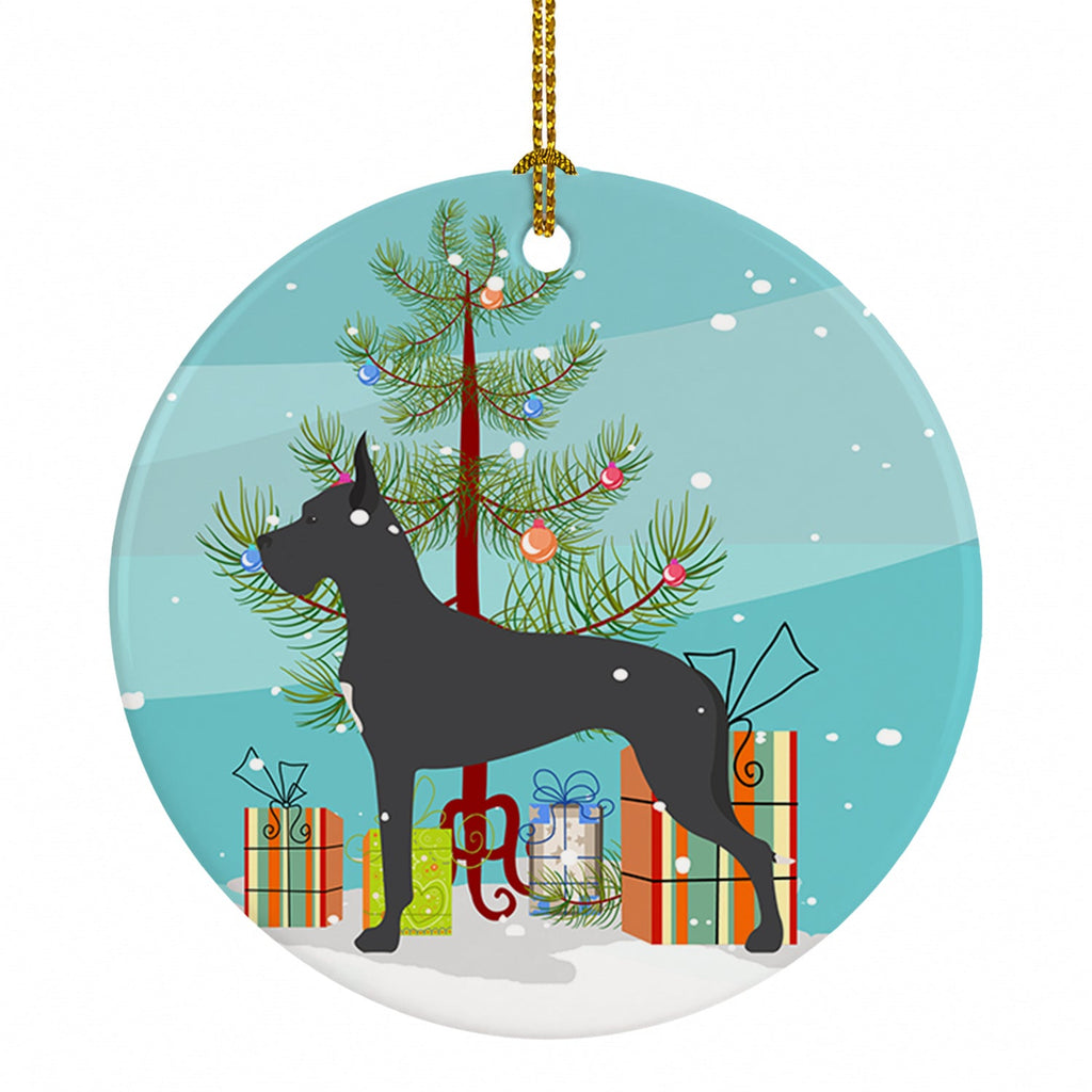 Great Dane Merry Christmas Tree Ceramic Ornament Christmas Tree Hanging Decorations for Home Christmas Holiday, Party, Gift, 3 in, Multicolor
