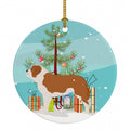 Saint Bernard Merry Christmas Tree Ceramic Ornament Christmas Tree Hanging Decorations for Home Christmas Holiday, Party, Gift, 3 in, Multicolor