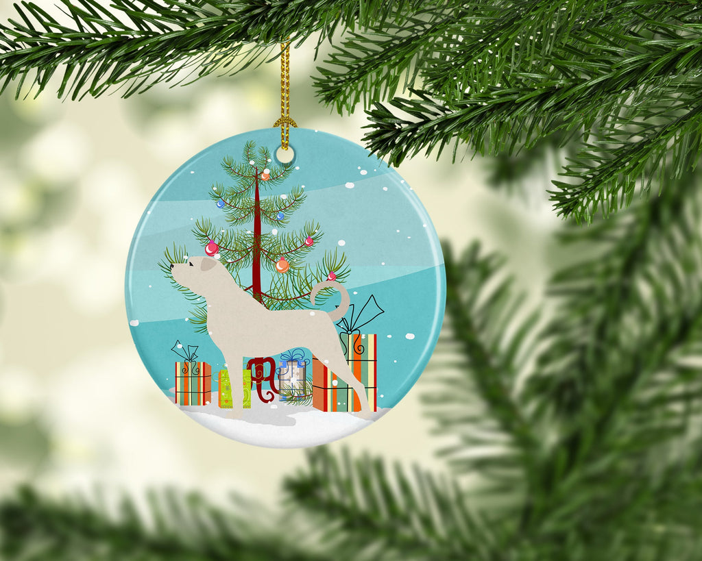 Anatolian Shepherd Merry Christmas Tree Ceramic Ornament Christmas Tree Hanging Decorations for Home Christmas Holiday, Party, Gift, 3 in, Multicolor