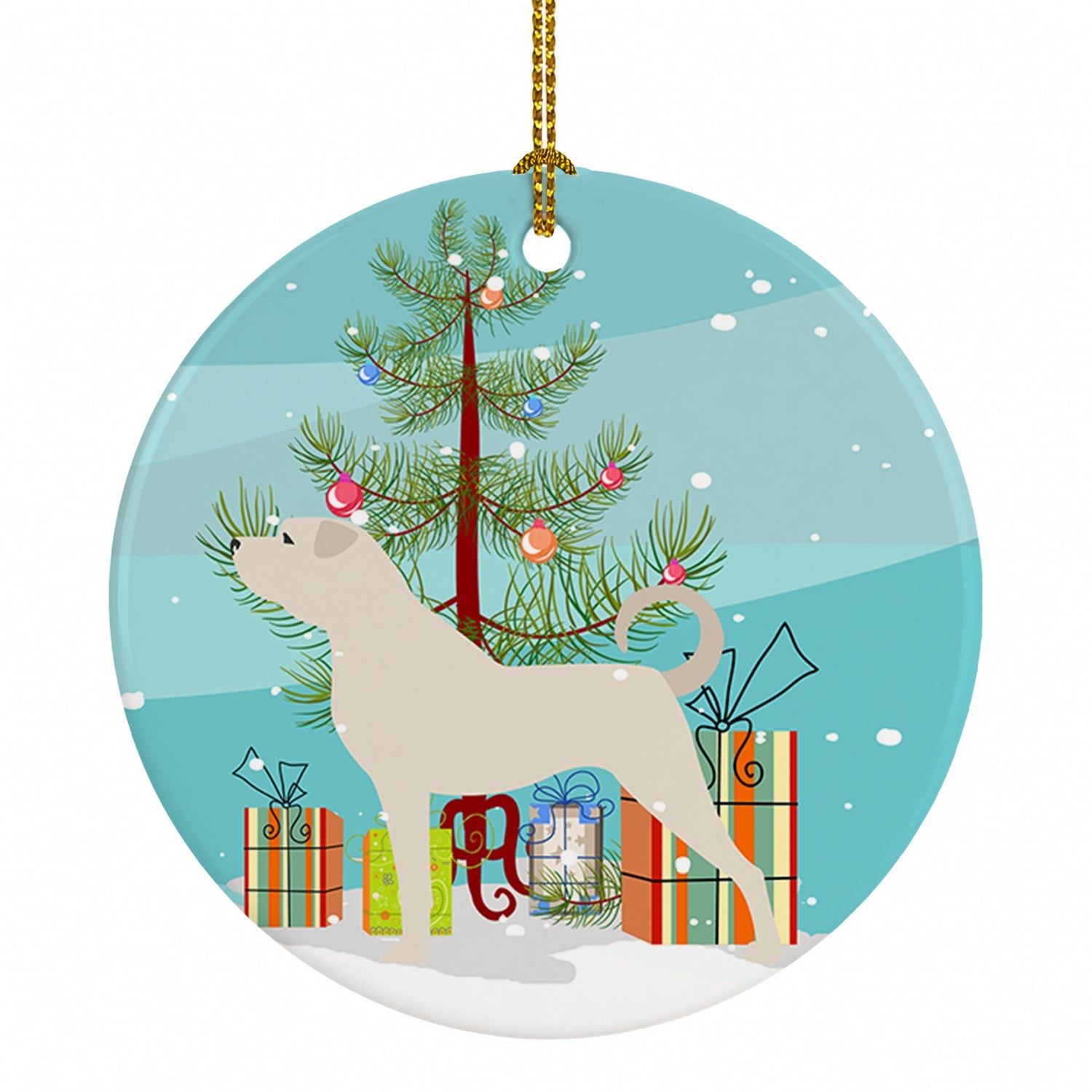 Anatolian Shepherd Merry Christmas Tree Ceramic Ornament Christmas Tree Hanging Decorations for Home Christmas Holiday, Party, Gift, 3 in, Multicolor