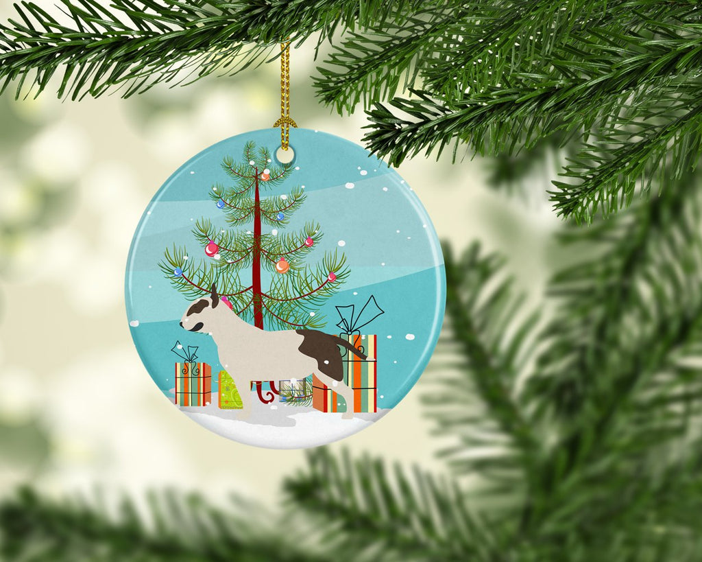 Bull Terrier Merry Christmas Tree Ceramic Ornament Christmas Tree Hanging Decorations for Home Christmas Holiday, Party, Gift, 3 in, Multicolor