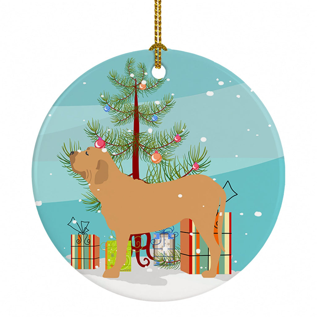 Fila Brasileiro Merry Christmas Tree Ceramic Ornament Christmas Tree Hanging Decorations for Home Christmas Holiday, Party, Gift, 3 in, Multicolor
