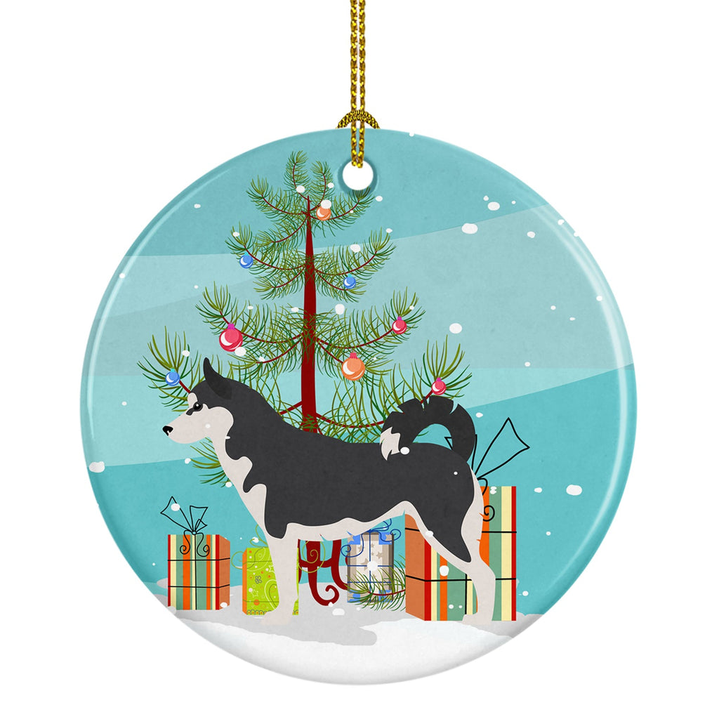 Siberian Husky Merry Christmas Tree Ceramic Ornament Christmas Tree Hanging Decorations for Home Christmas Holiday, Party, Gift, 3 in, Multicolor