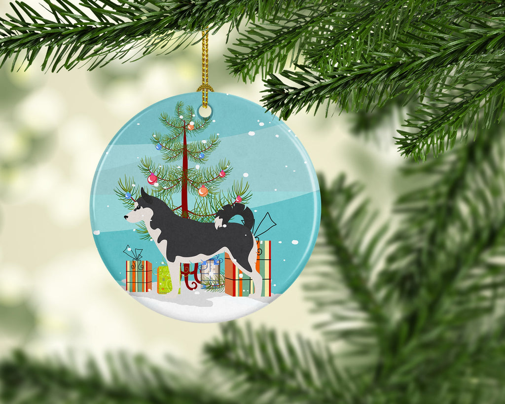Siberian Husky Merry Christmas Tree Ceramic Ornament Christmas Tree Hanging Decorations for Home Christmas Holiday, Party, Gift, 3 in, Multicolor
