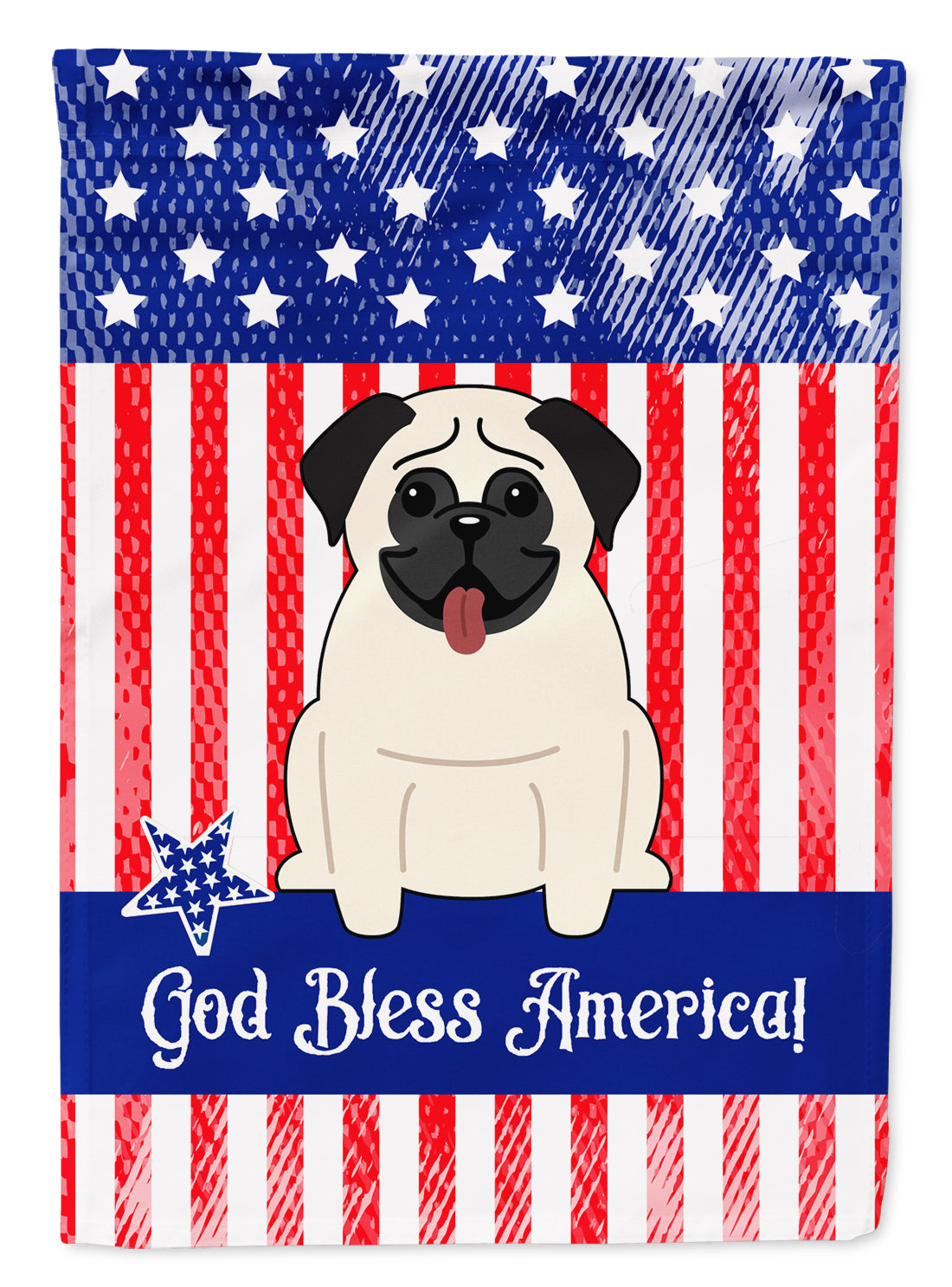 Patriotic USA Pug Cream Garden Flag Mailbox Decorative Yard Banner Outside Patio Artwork for Flower Beds, Garden Size, Multicolor