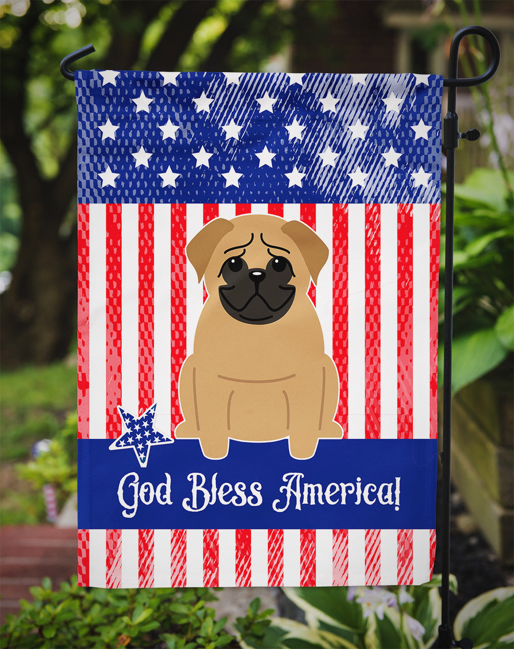 Patriotic USA Pug Brown Garden Flag Mailbox Decorative Yard Banner Outside Patio Artwork for Flower Beds, Garden Size, Multicolor
